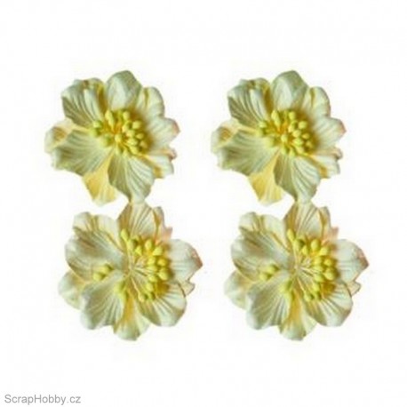 Kytičky z papíru - Gardenie - krémová - 4ks