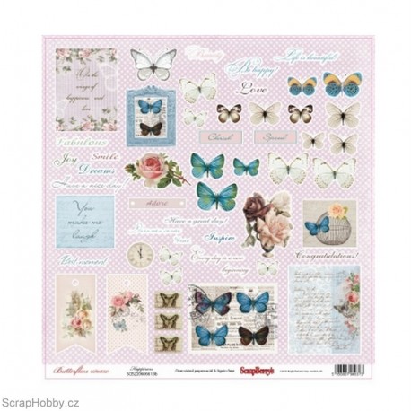 Jednostranný papír - Butterflies - Happiness