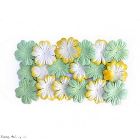 Kytičky z morušového papíru - Zelené a bílo-žluté