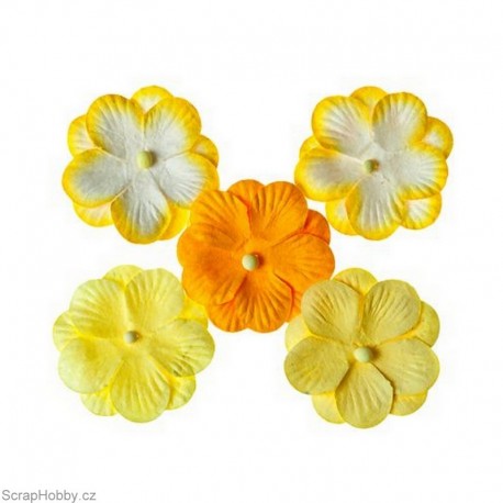 Kytičky z papíru - Žluté - 5ks