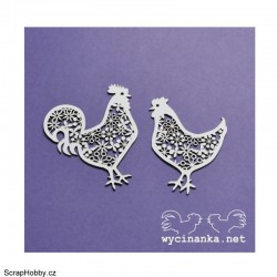 Krajkový kohout a slepička 2ks