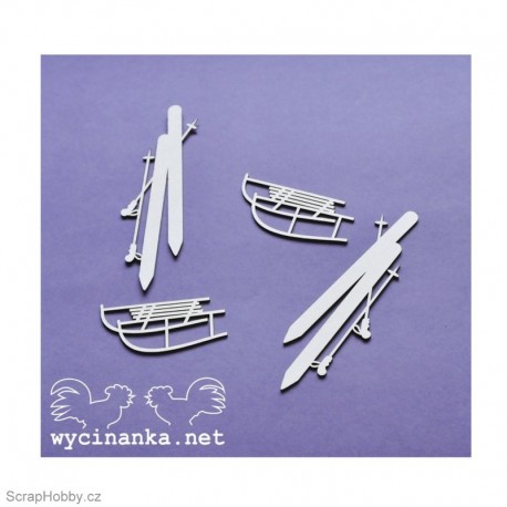 Lyže a sáňky 4ks.