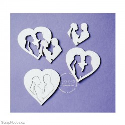 Ženich a nevěsta v srdíčku - 6ks