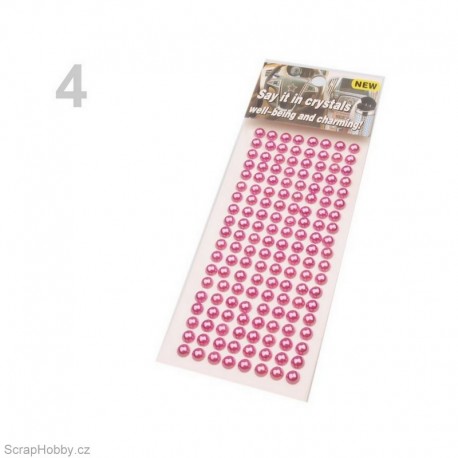 Samolepící perličky - 6mm - 152ks - růžové