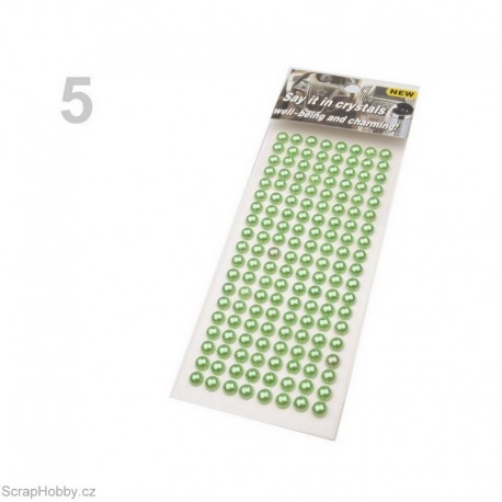 Samolepící perličky - 6mm - 152ks - světle zelené