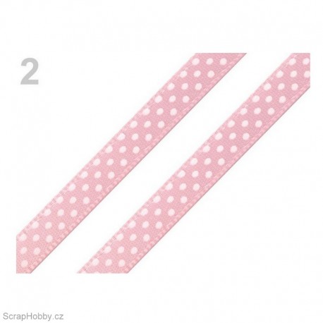 Saténová stuha s puntíky - růžová