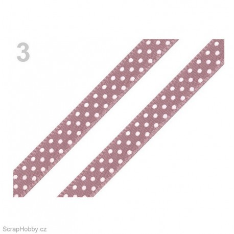 Saténová stuha s puntíky - matně fialová