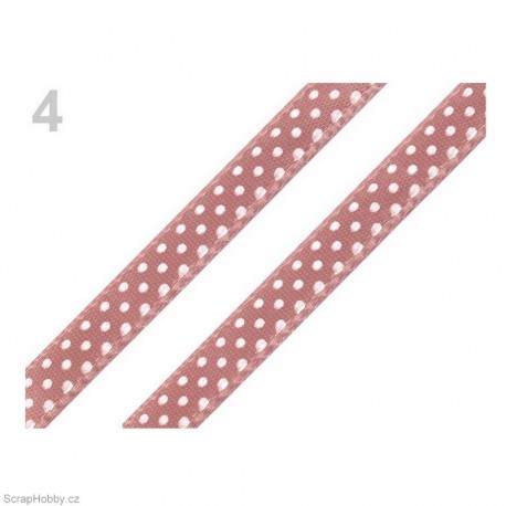 Saténová stuha s puntíky - hnědá