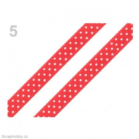 Saténová stuha s puntíky - červená
