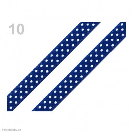 Saténová stuha s puntíky - modrá