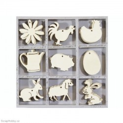 Dřevěné dekorace - Statek - 45ks