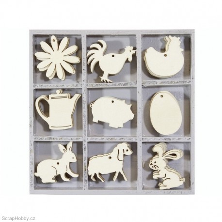 Dřevěné dekorace - Statek - 45ks