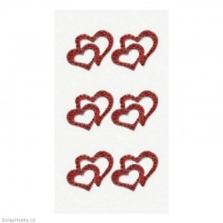 Samolepky - Dvojité srdce s kamínky