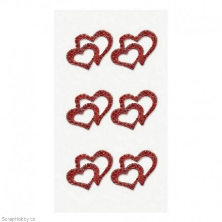 Samolepky - Dvojité srdce s kamínky