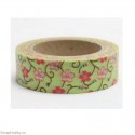 Červené kvítí ve žluto-zelené - 10m x 15mm