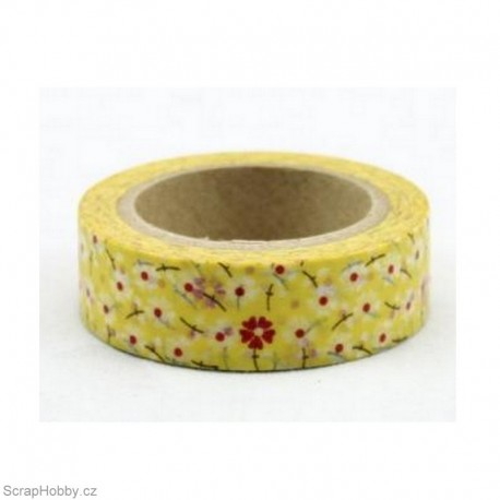 Drobné kytičky ve žluté - 10m x 15mm