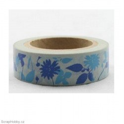 Modré kytičky a lístky - 10m x 15mm