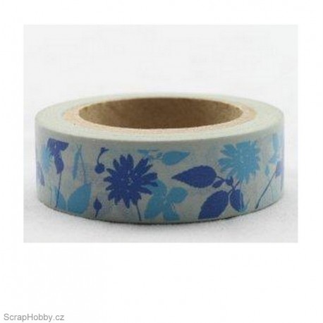 Modré kytičky a lístky - 10m x 15mm