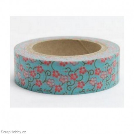 Drobné růžové kytičky s větvičkami - 10m x 15mm