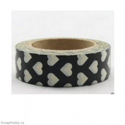 Srdíčka v černé - 10m x 15mm