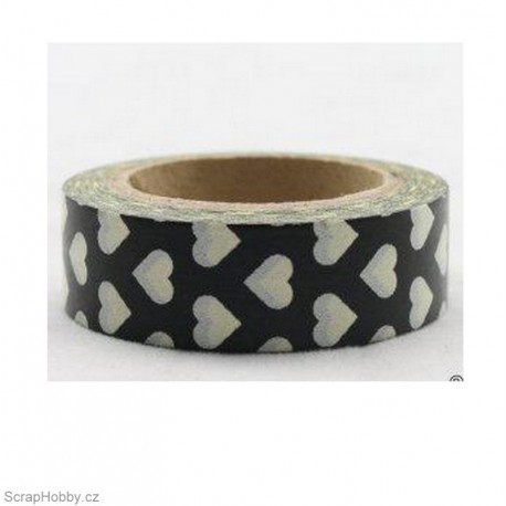 Srdíčka v černé - 10m x 15mm