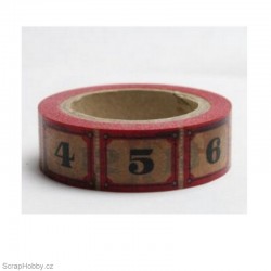 Washi páska - Čísla v červené