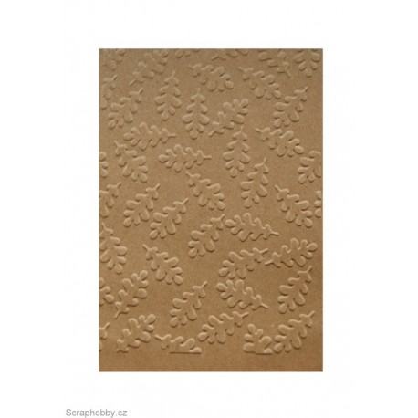 Embosovaná kartička - Listy - dubové - recyklované