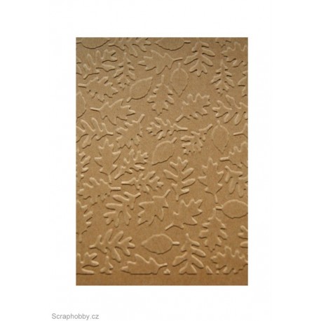 Embosovaná kartička - listy - dubové a bukové - recyklované