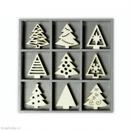 Dřevěné dekorace - Stromečky - 45ks