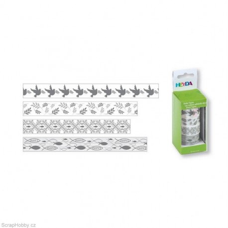 Washi páska - Sada - Bílo-stříbrná II.