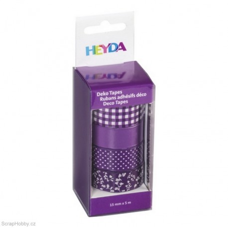 Washi páska - Sada - Fialová - 4ks