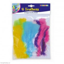 Barevná pírka - na drátku - 24ks