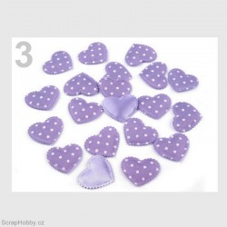 Látková srdíčka s puntíky - fialová