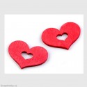 Dřevěná srdíčka - červená - 35 x 40 mm