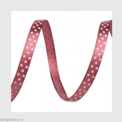 Saténová stuha s puntíky -tmavě hnědá