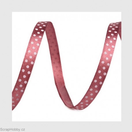 Saténová stuha s puntíky -tmavě hnědá