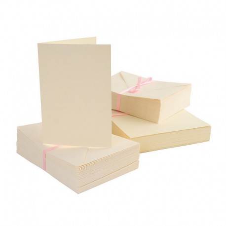 Scrapbooking - Blahopřání a obálky - 100ks - krémové