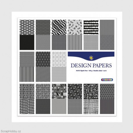 Sada papírů - Černobílé 30 listů - 30x30cm