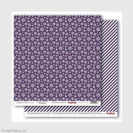 Oboustranný papír - Elegantly Festive -Snowflakes Beautyberry