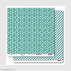 Oboustranný papír - Elegantly Festive -Snowflakes True Teal