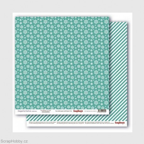 Oboustranný papír - Elegantly Festive -Snowflakes True Teal