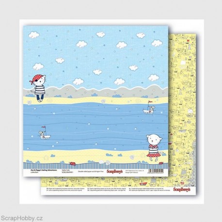 Oboustranný papír - Zoe & Ziggy´s Sailing Adventures - Sailor Cats