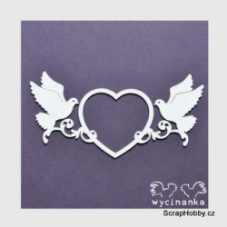 Srdce s holubičkami - 1ks