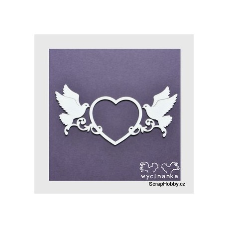 Srdce s holubičkami - 1ks