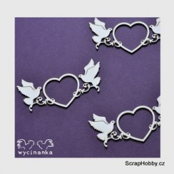 Srdce s holubičkami - 3ks