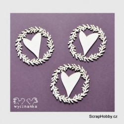 Srdíčko s větvičkou - 3ks