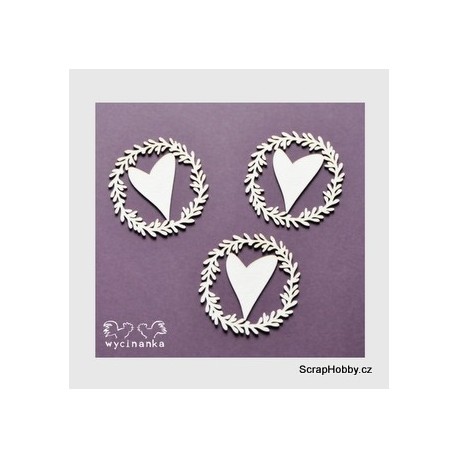 Srdíčko s větvičkou - 3ks