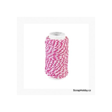 Dvoubarevný stáčený provázek - Růžovo - bílý