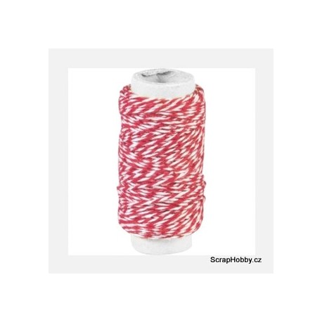 Dvoubarevný stáčený provázek - Červeno - bílý