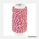 Dvoubarevný stáčený provázek - Červeno - bílý
